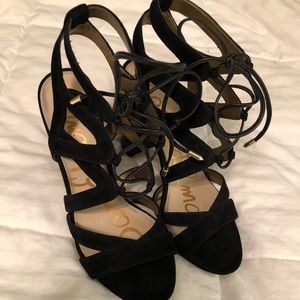Black Sam Edelman Lace Up Strappy Heels Size 9